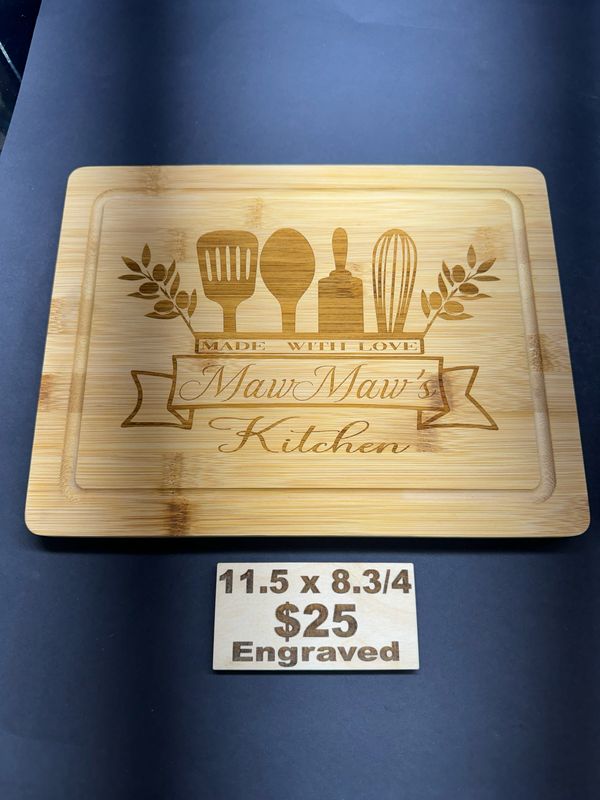 Custom Engraved Bamboo Cutting Board – Monogram or Recipe