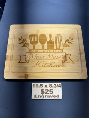 Custom Engraved Bamboo Cutting Board – Monogram or Recipe