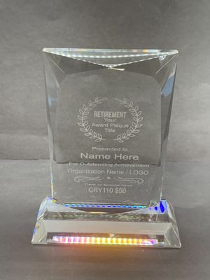 6 1/4&quot; Crystal Rectangle glass on Clear Base