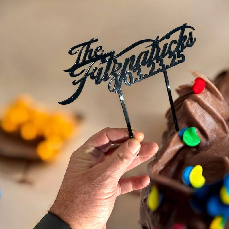 Cake Topper Custom Made Acrylic. 6x5 Larger Options Available.