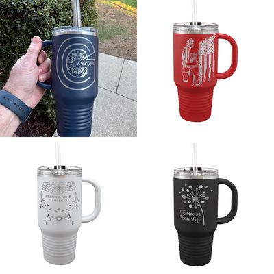 32 oz. Stainless Steel Tumbler With Handle Personalized