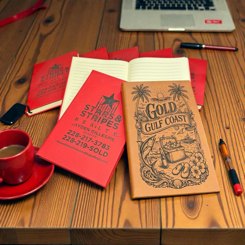 Laser Engraved Leatherette Notebook Premium look. Everyday functionality. Built to represent. Our engraved leatherette notebooks combine the rich look of genuine leather with the durability needed f