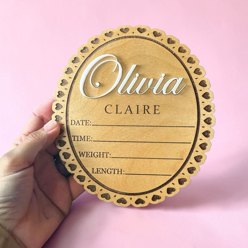 Personalized Baby Birth Announcement Plaque 7x6