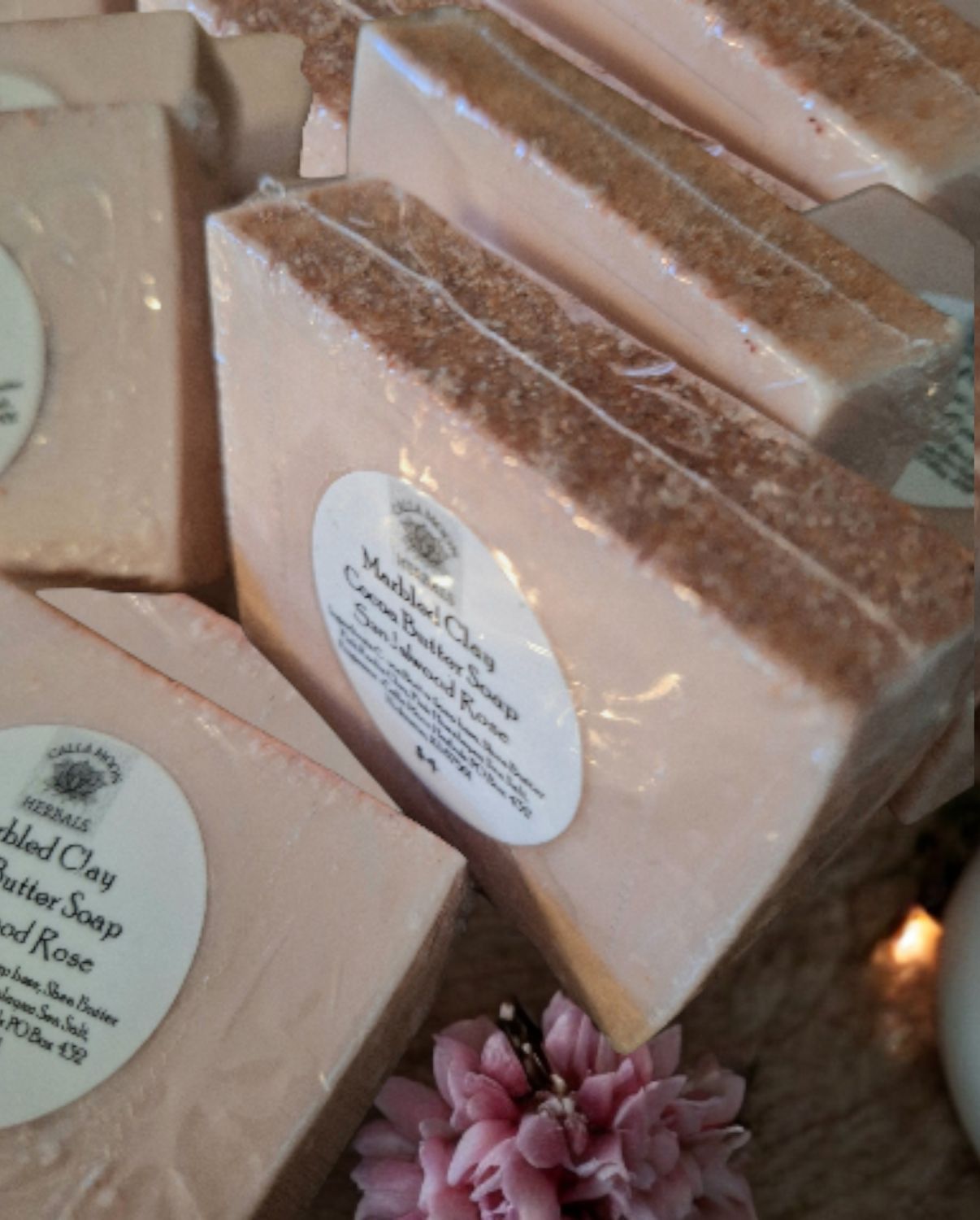 Marbled Clay Cocoa Butter Soap Bar ~ Sandalwood Rose
