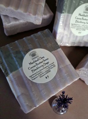 Marbled Clay Cocoa Butter Soap Bar ~ Blackberry Sage