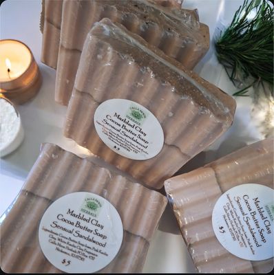 Marbled Clay Cocoa Butter Soap Bar ~ Sensual Sandalwood
