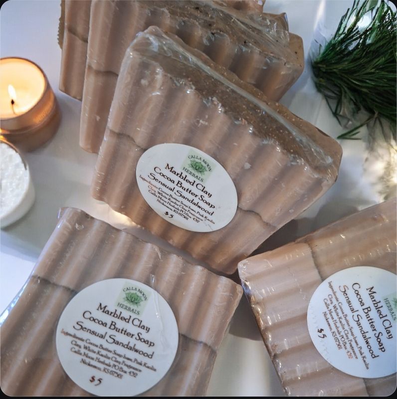 Marbled Clay Cocoa Butter Soap Bar ~ Sensual Sandalwood