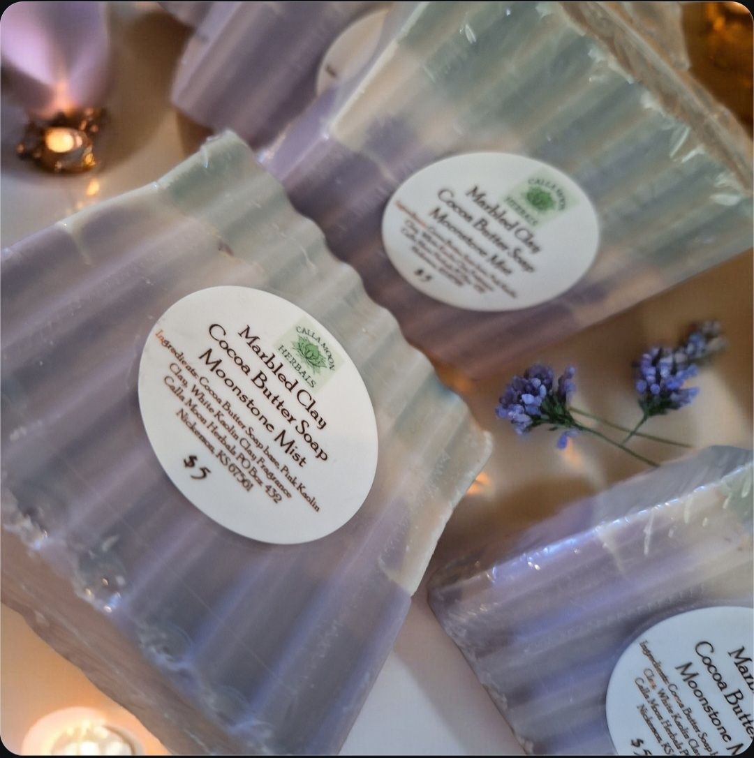 Marbled Clay Cocoa Butter Soap Bar ~ Moonstone Mist