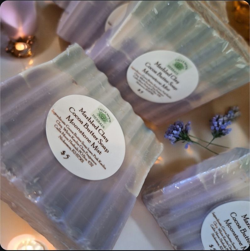Marbled Clay Cocoa Butter Soap Bar ~ Moonstone Mist