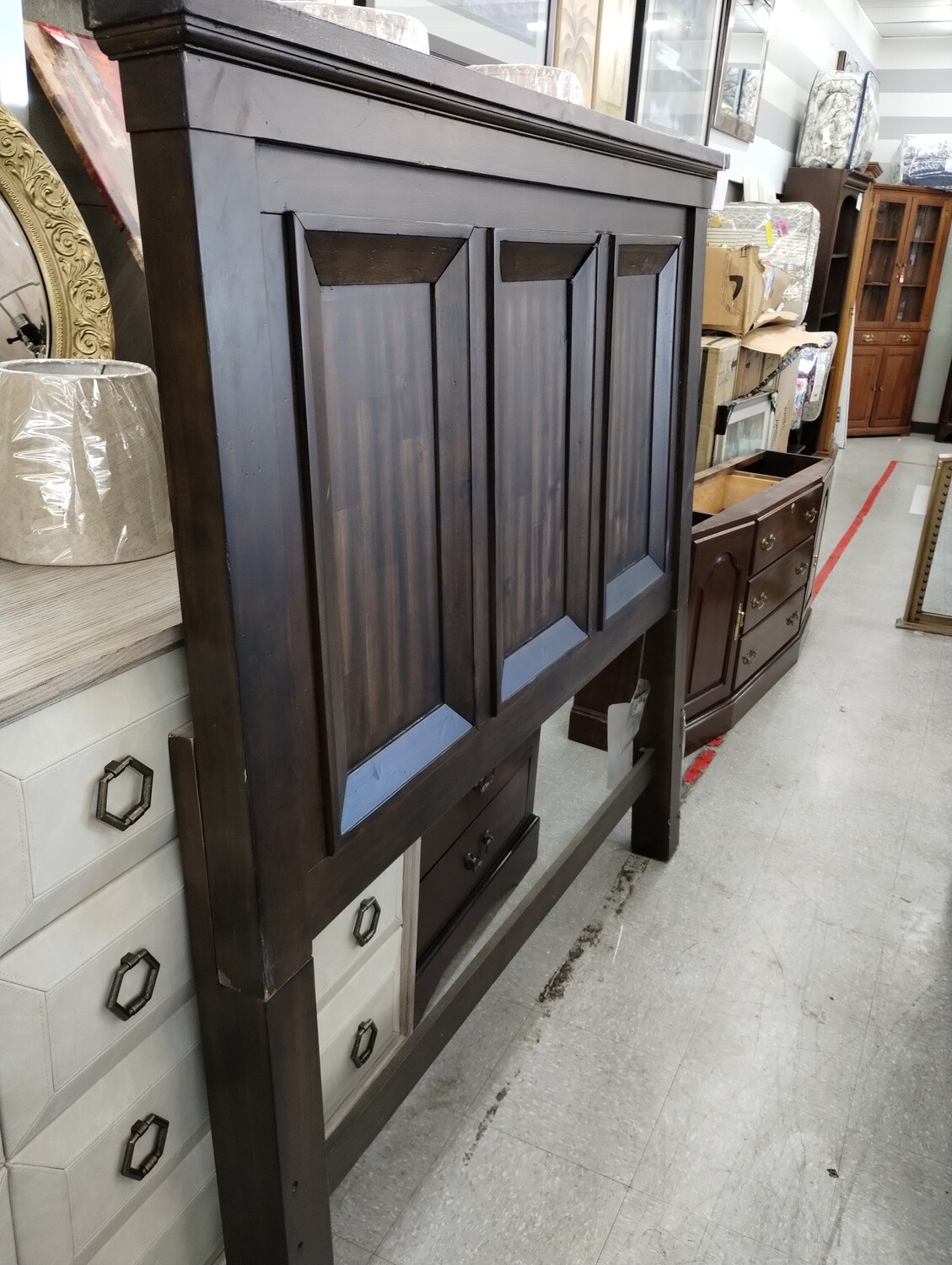 Dark wood tall headboard