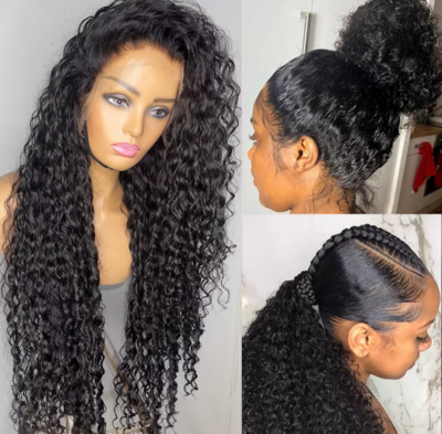 360 Glueless Full Lace Wig Curly Human Hair Wigs 36 Inch  13x6 HD Lace Frontal Wigs for Women  Water Wave Transparant PrePlucked 
