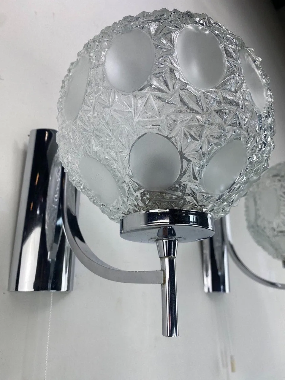 Vintage Cut Glass Globe Wall Lamp -Set-