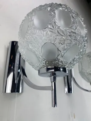 Vintage Cut Glass Globe Wall Lamp -Set-
