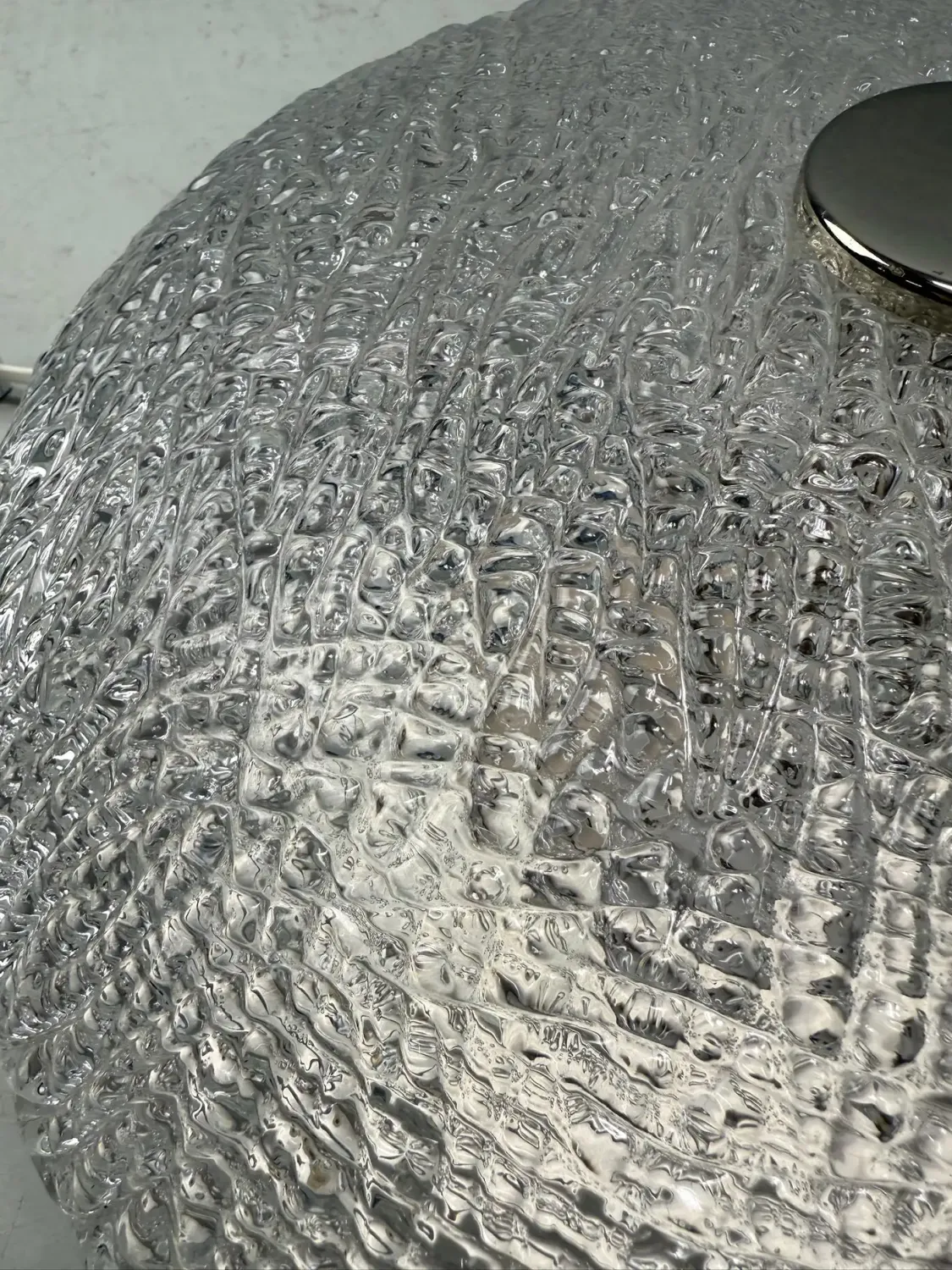 Large ice glass ceiling light - 1970 - Germany