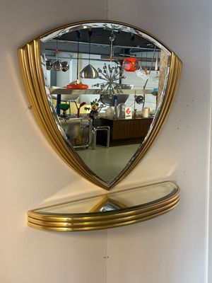DeKnudt Mirror with Console – Belgian Design – Hollywood Regency Style
