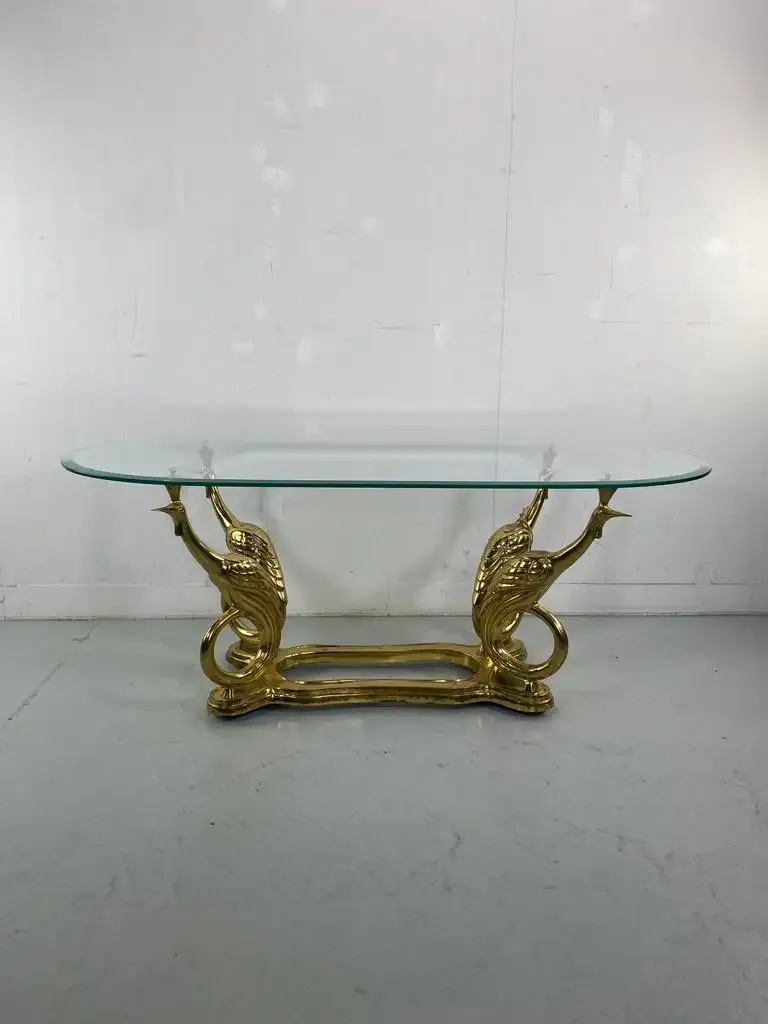 Elegant brass coffee table in the style of Maison Charles - France