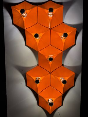 Space Age Modulaire oranje wandlampen Hoffmeister -set-