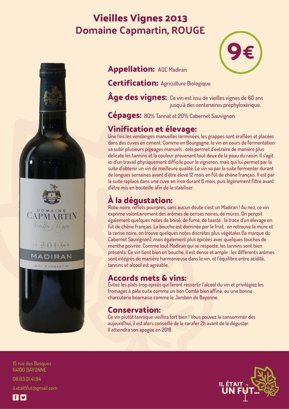 Cuvée Vieilles Vignes du Domaine Capmartin, AOC Madiran