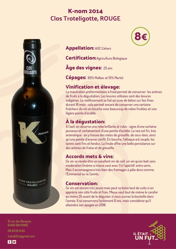K-nom du Clos Troteligotte, AOC Cahors