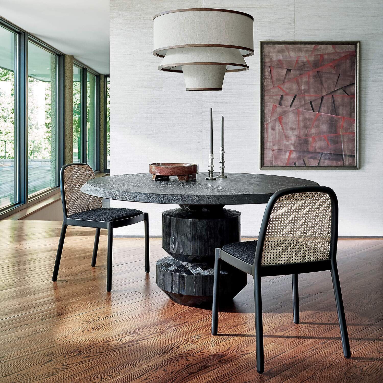 SYLVIE ROUND BLACK WOOD DINING TABLE