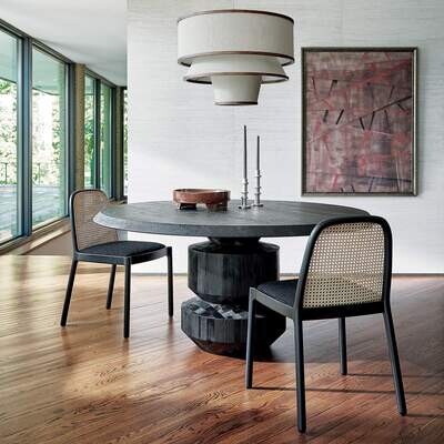 SYLVIE ROUND BLACK WOOD DINING TABLE