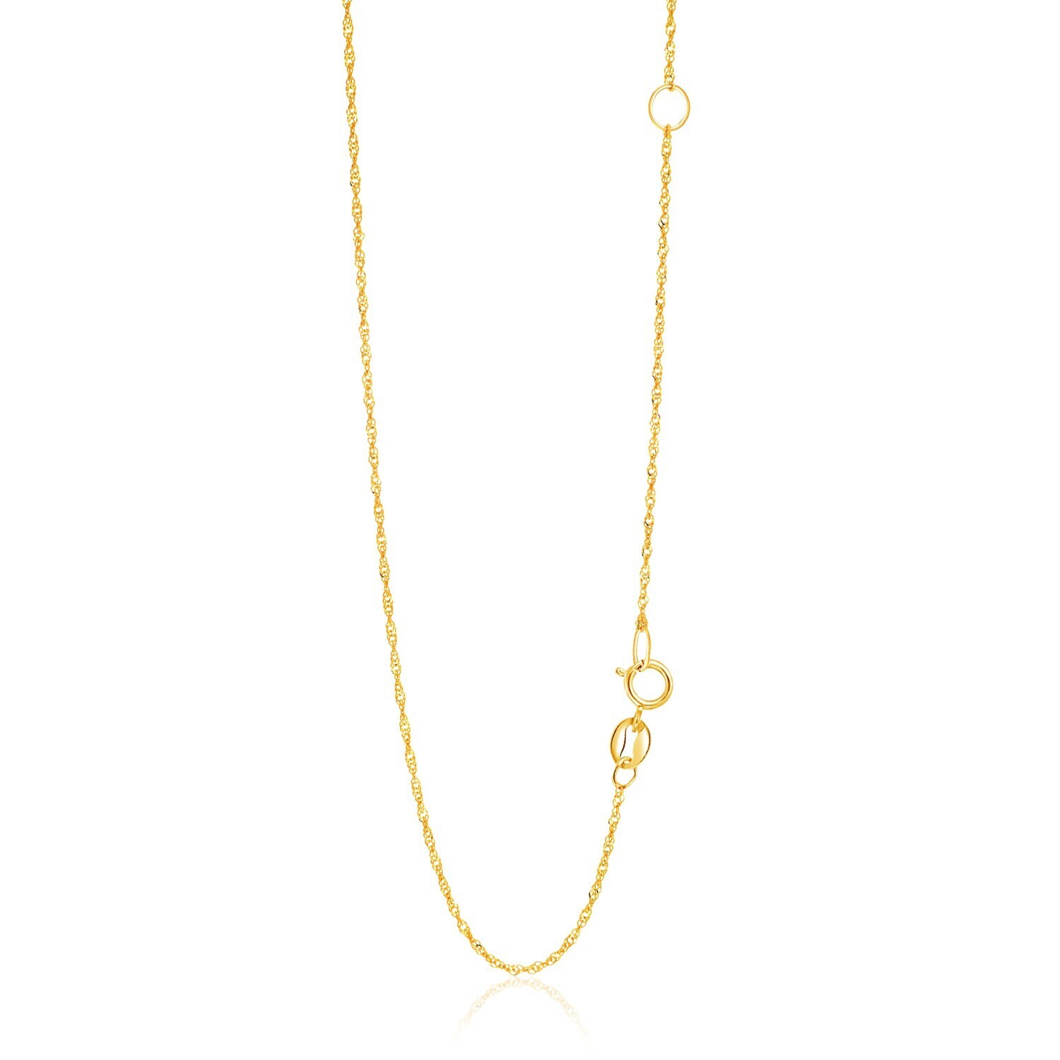 Adjustable Singapore Chain in 14k Yellow Gold (1.1mm)