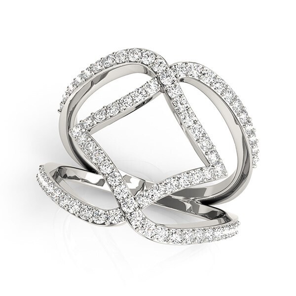 Diamond Interlinked Band Style Ring in 14k White Gold (3/4 cttw)