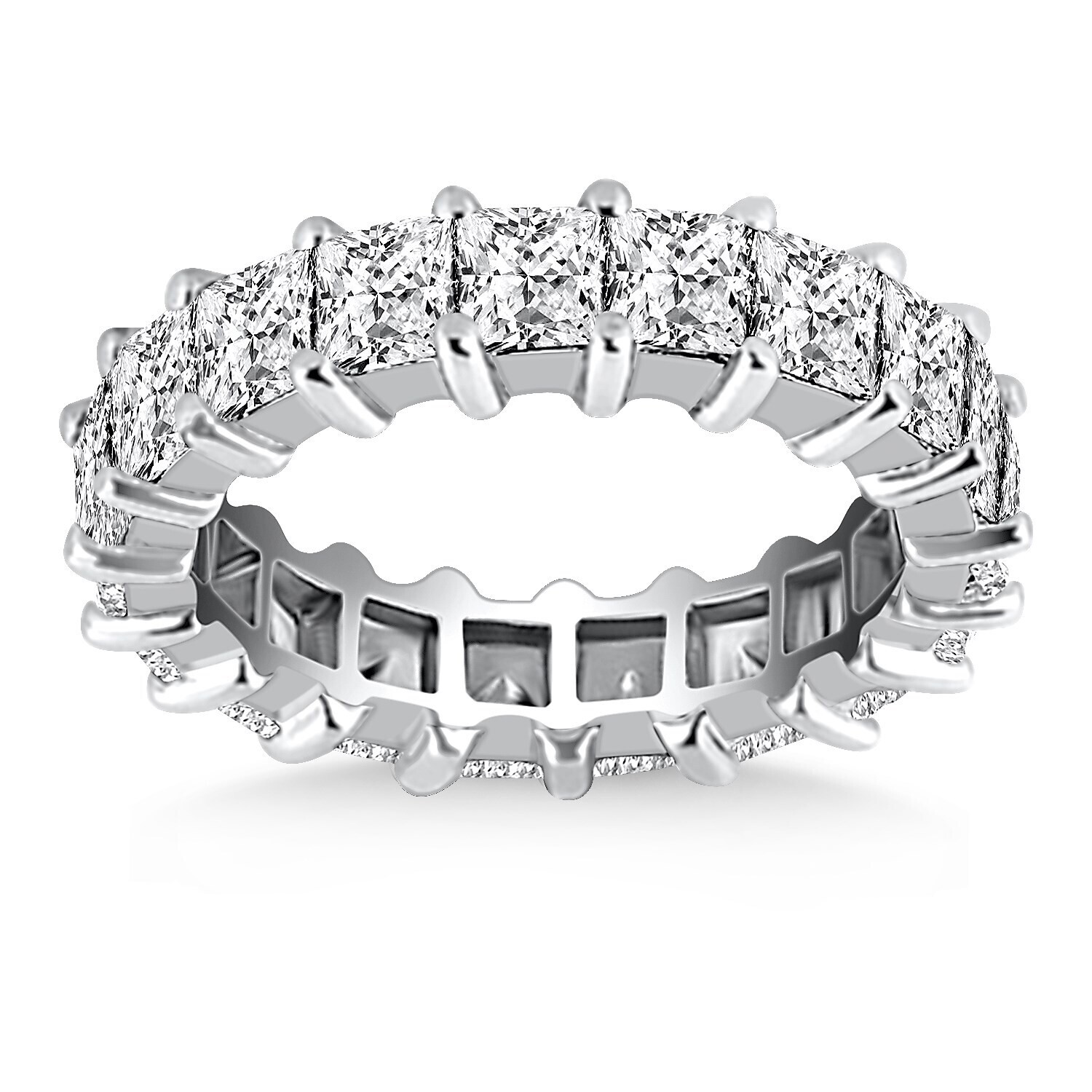 Classic Common Prong Princess Cut Diamond Eternity Ring in 14k White Gold