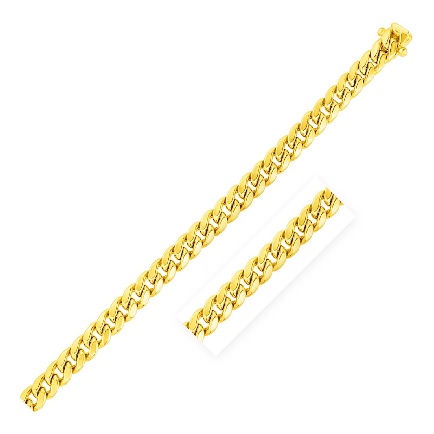 Semi Solid Miami Cuban Chain in 14k Yellow Gold (6.9mm)