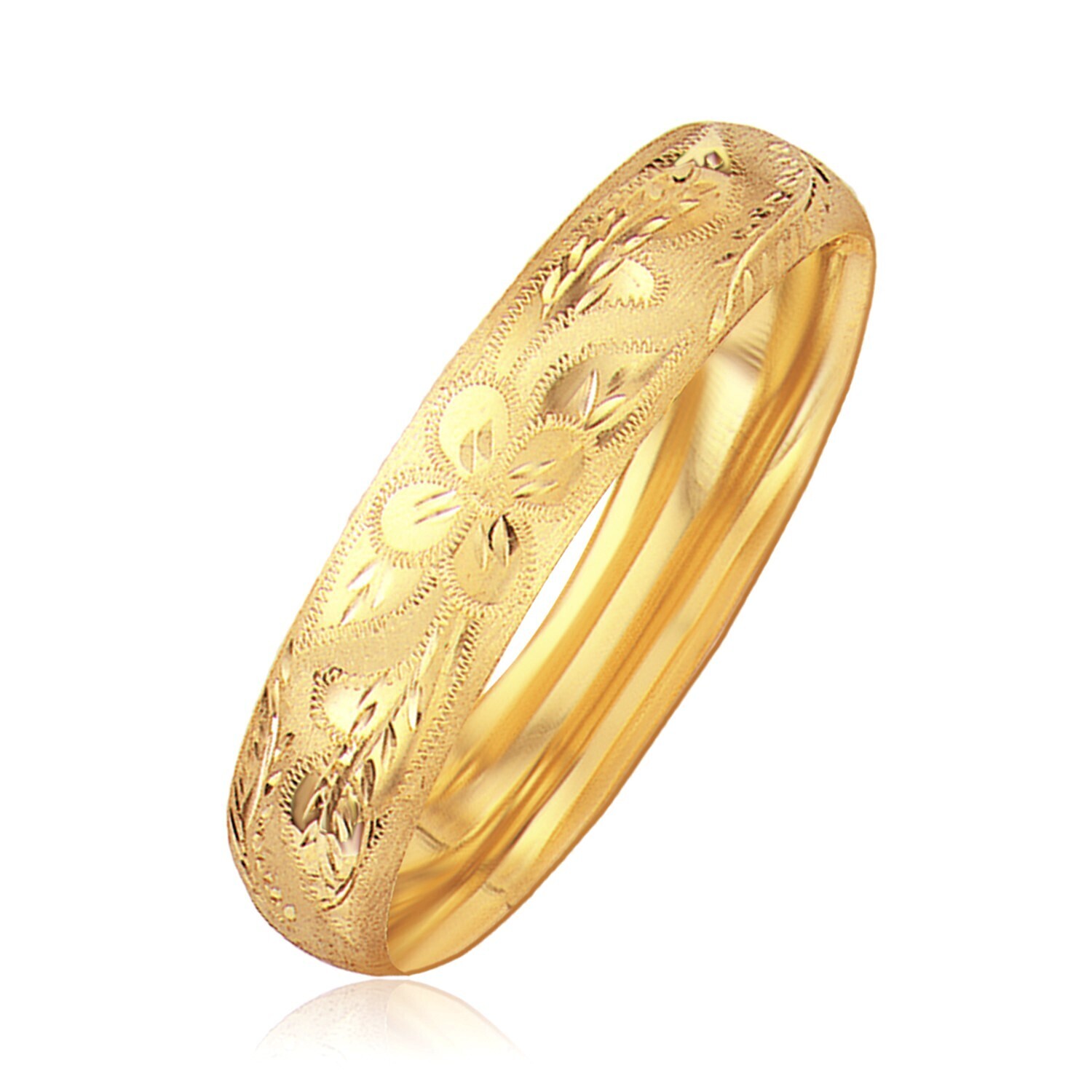 Classic Floral Cut Bangle in 14k Yellow Gold (13.5mm)