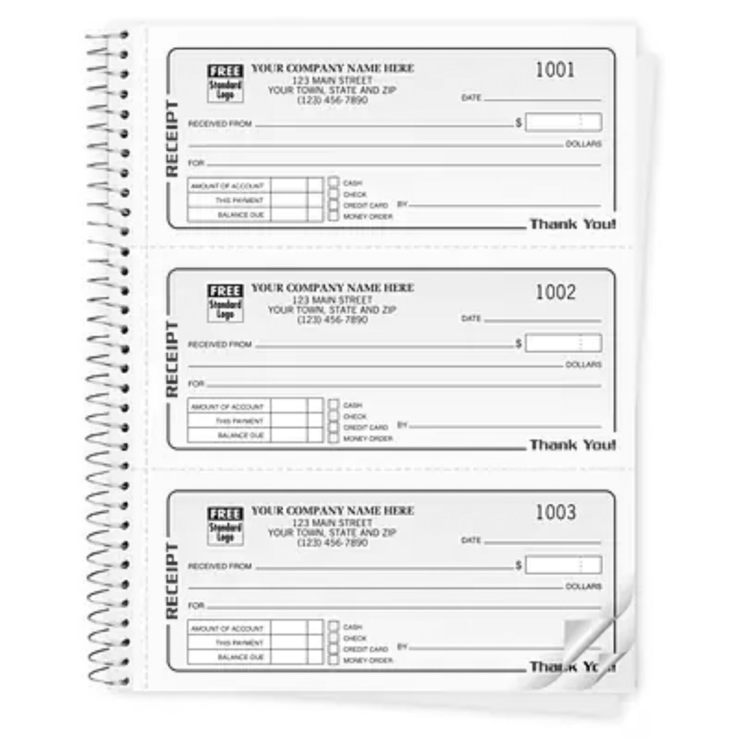 Formulario Tercio de pagina (3.5&quot;x8.5&quot;) Original y 2 Copias