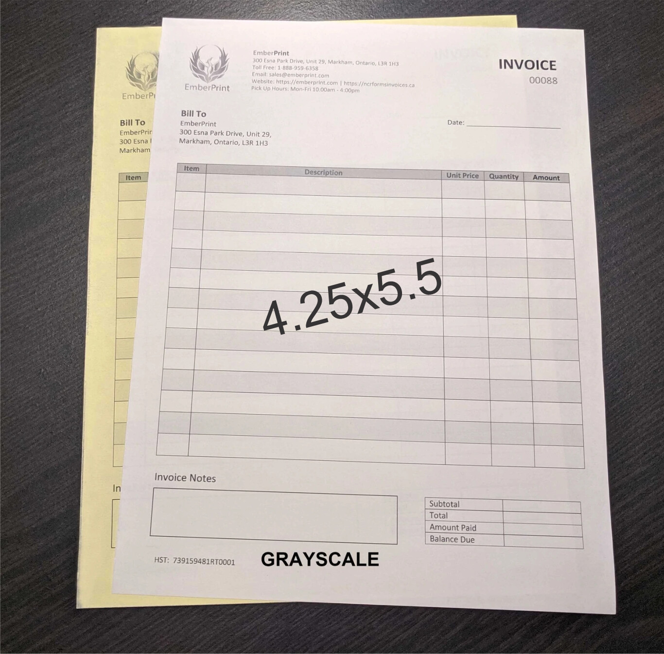 Formulario Cuarto de Página (5.5&quot;x4.25&quot;) en Original y/o con 1 Copia