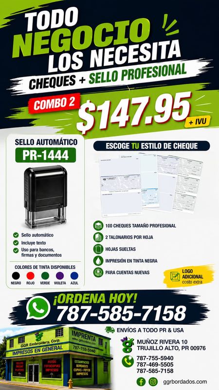Combo cheques más sello profesional