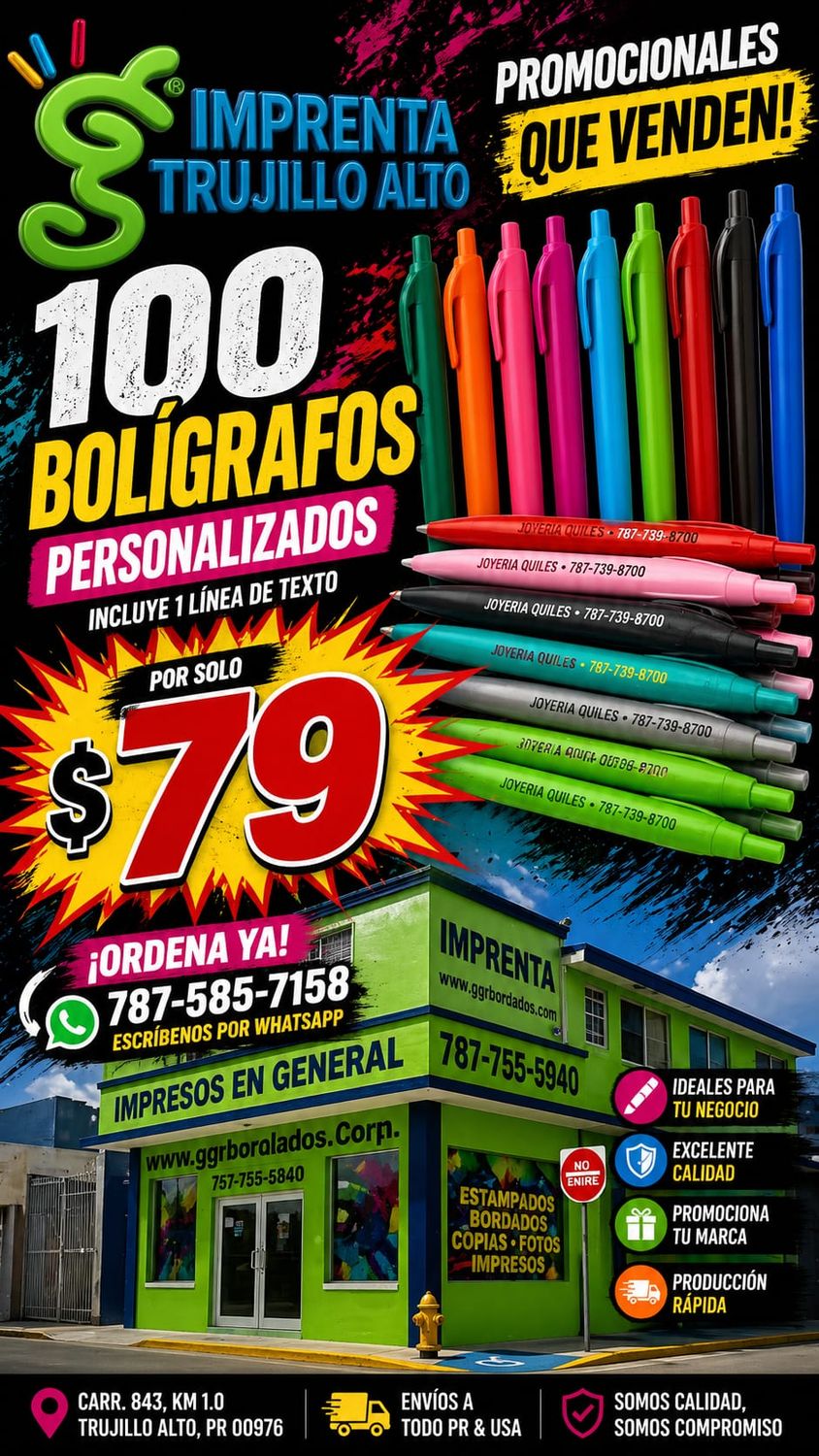 100 boligrafos plasticos