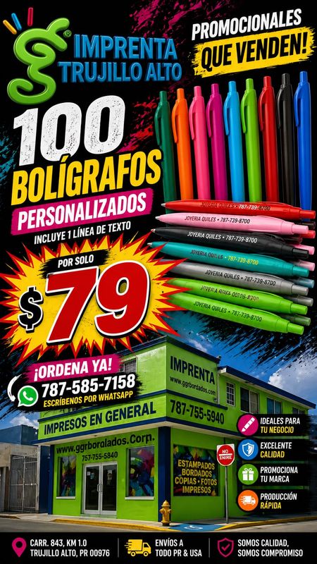 100 boligrafos plasticos