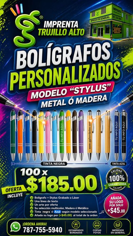 100 bolígrafos personalizados
