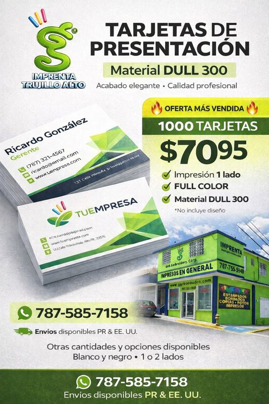 1000 tarjetas de presentación impresas full color