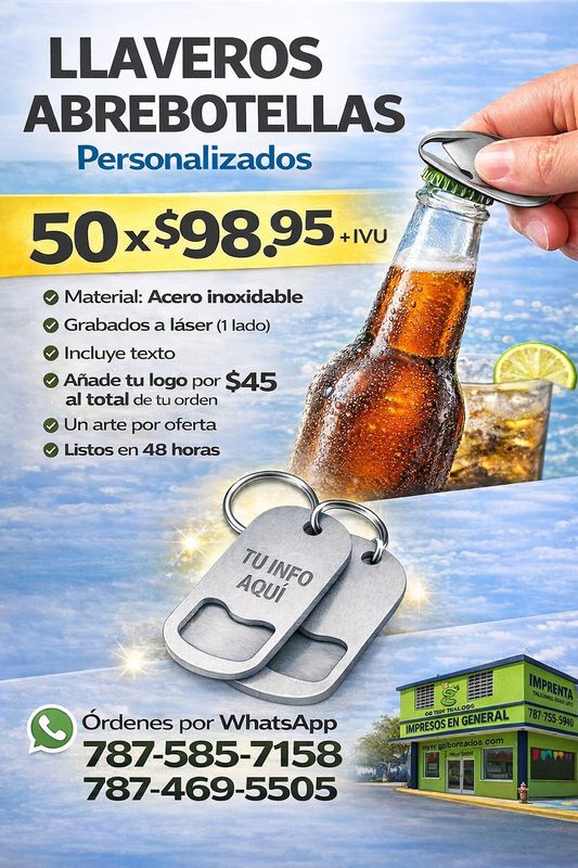 50 llaveros abrebotellas personalizados