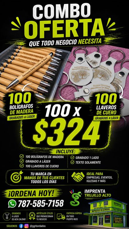 Combo promocional de llaveros mas boligrafos en madera