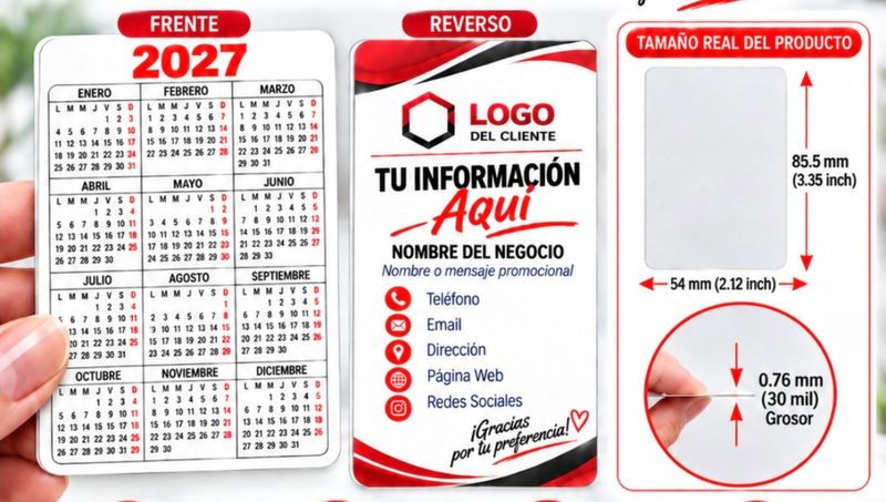 Calendario Tipo tarjeta de credito