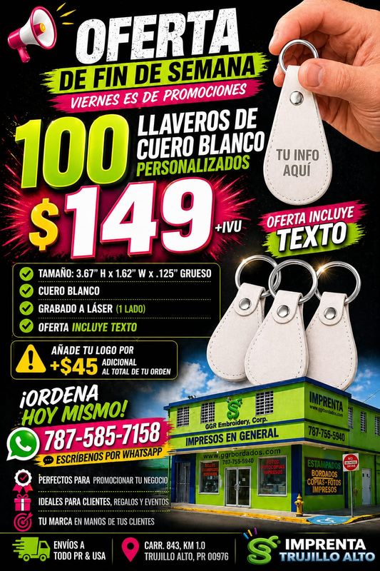 100 llaveros de cuero personalizados