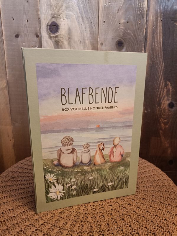 Box &quot;de Blafbende&quot; met gezelschapsspellen over hondentaal, een quotekalender en dagboek