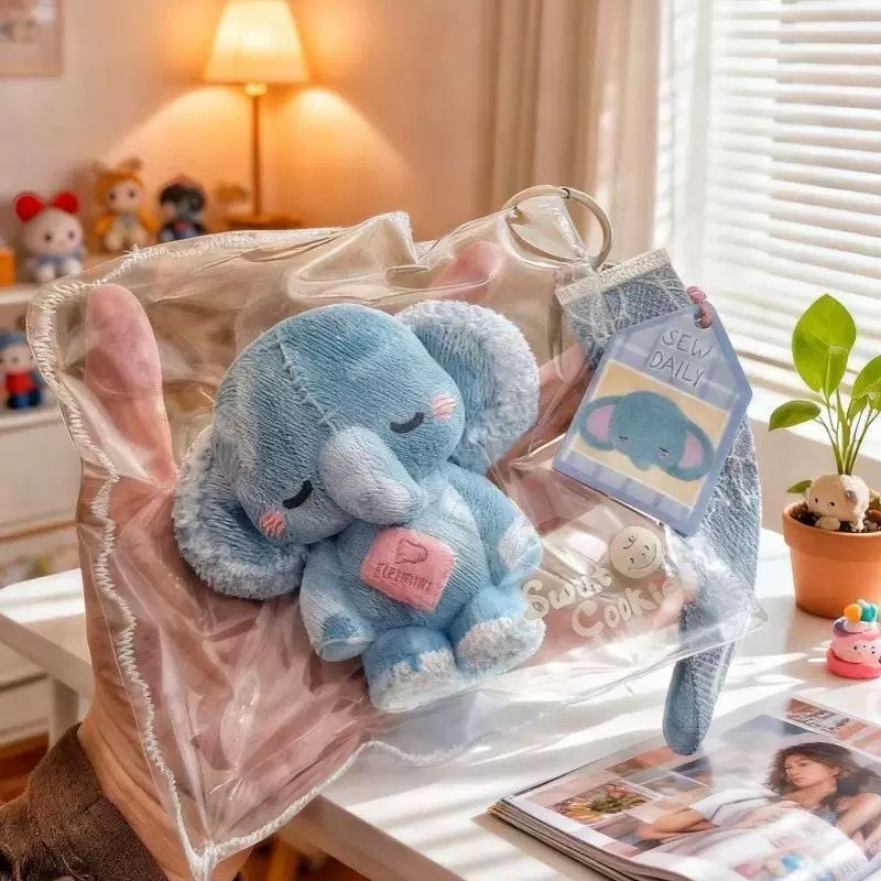 Knitted Series Plush Taba Squishy Handmade Squishytoy Gift Box Elephant Rabbit Coach Puppy