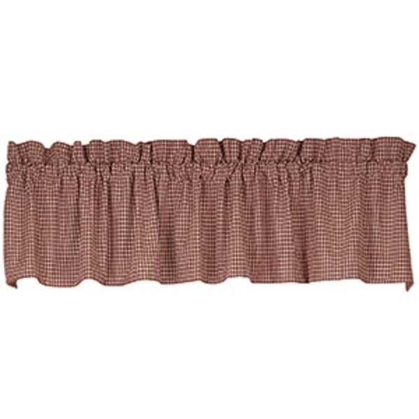 Barn Red Hanover Checked Window Valance, 72&quot; x 14&quot;, Primitive Country Farmhouse