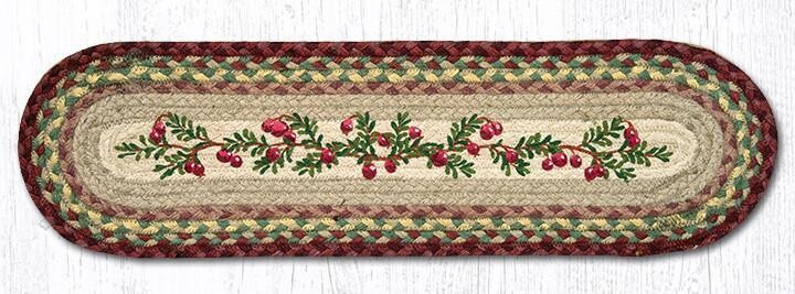 Cranberries Red Vine Small Table Runner or Stair Tread Earth Rugs, 27&quot;x8.25&quot;