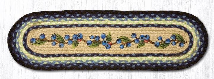 Blueberry Blue Vine Small Table Runner or Stair Tread, 27"x8.25"