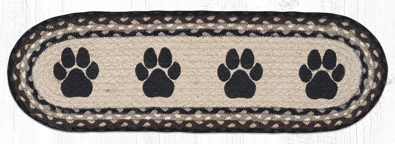 Dog Cat Paw Print Small Table Runner or Stair Tread Earth Rugs, 27&quot;x8.25&quot;