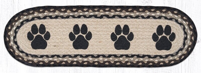 Dog Cat Paw Print Small Table Runner or Stair Tread Earth Rugs, 27&quot;x8.25&quot;
