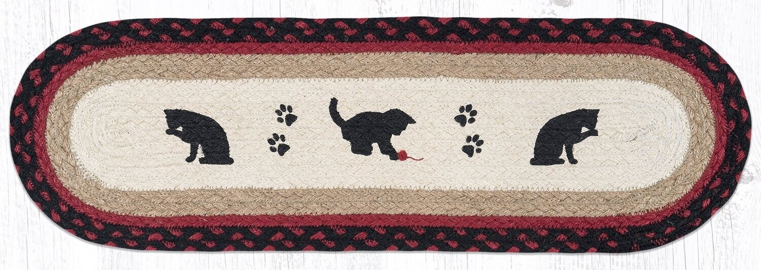 Cat Kitten Paw Print Small Table Runner or Stair Tread Earth Rugs, 27&quot;x8.25&quot;