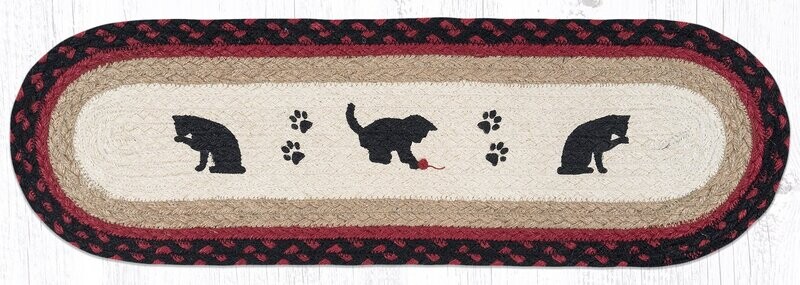 Cat Kitten Paw Print Small Table Runner or Stair Tread Earth Rugs, 27&quot;x8.25&quot;